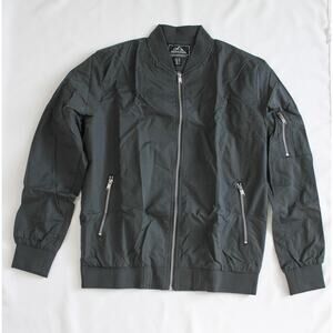 New Black Bomber Windbreaker Jacket Size M Lightweight Zip Pockets Casual